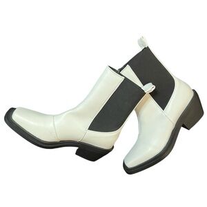 White and Black Western Boots